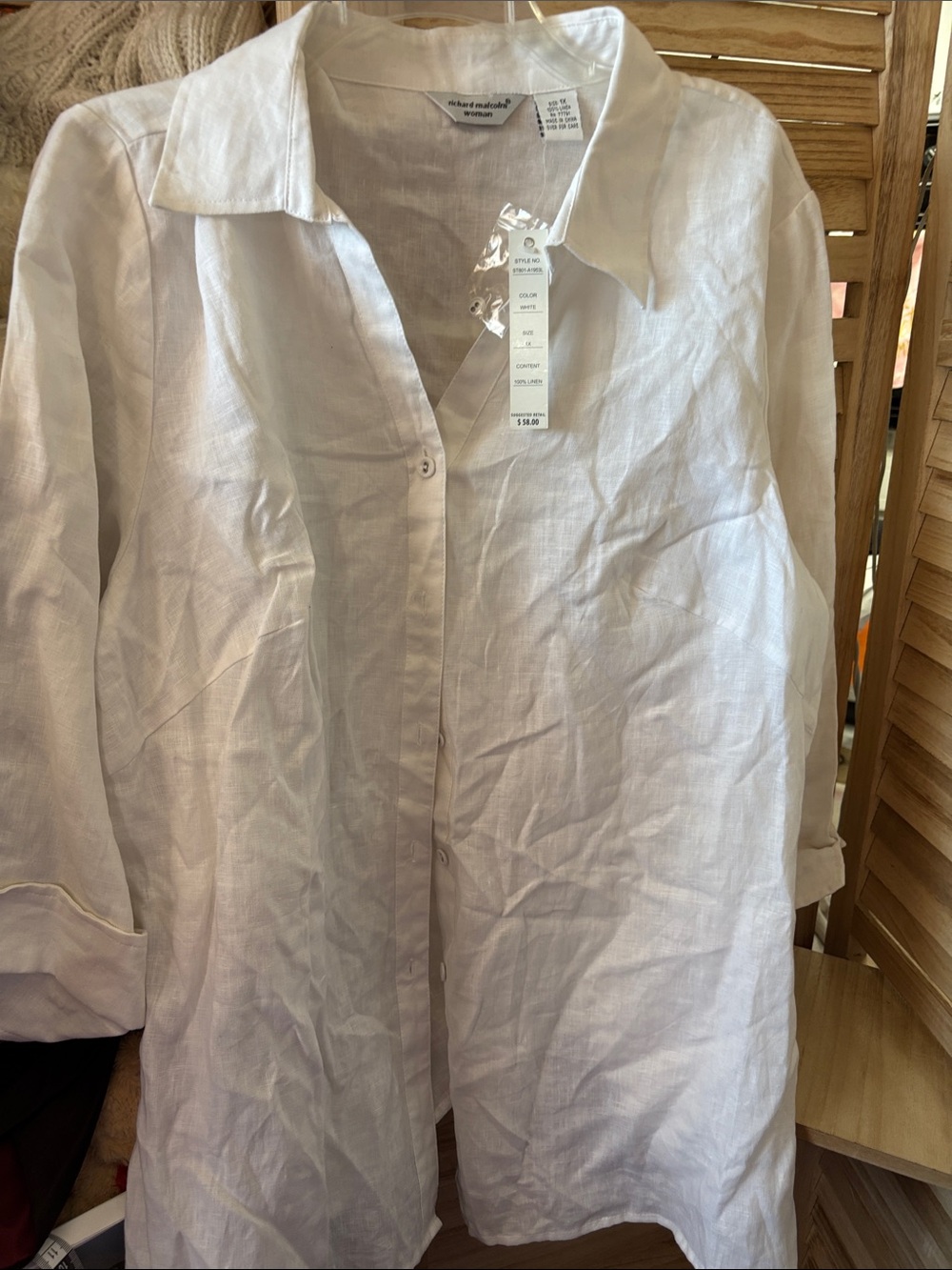 Richard Malcolm White Linen Casual Button-Down Shirt 1X NWT